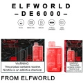 Alkuperäinen Elfworld DE6000 Puffs Vape -kynä ladattava